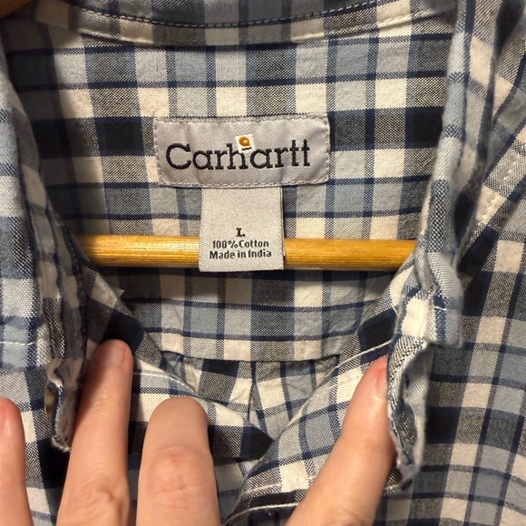 Carhartt Men's Cobalt Blue Plaid Button Down Shirt - Picture 5 of 8
